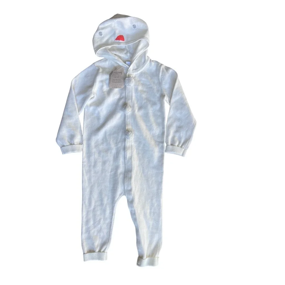 The Little White Company Snowman Knitted Romper Kids 1.5-2Y Ivory Organic Cotton